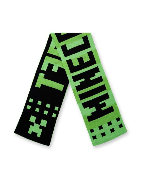 Minecraft Boys Green Creeper Face Beanie , Gloves and Scarf Set (One Size)