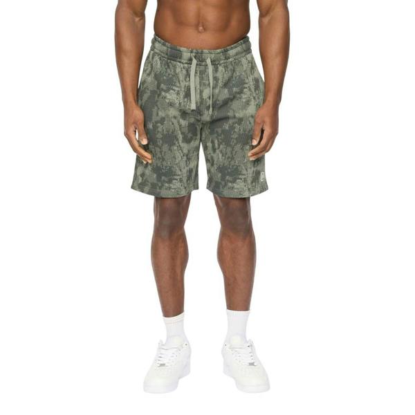 Crosshatch Mens Bardon Camo Sweat Shorts - Olive Camo - 