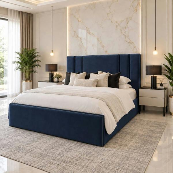 Paradise Beds Allure Velvet Panel Ottoman Storage bed