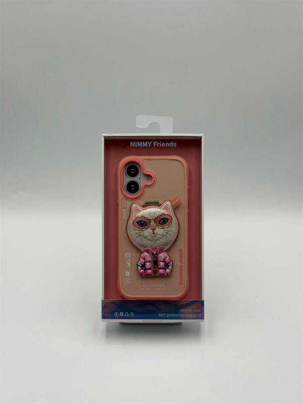 Nimmy Friends Nimmy Cool & Cute 2.0 White Rich & Beauty Cat Case with MagSafe Stand for iPhone 17 6.3" Pink - N-YJKM-CXZJZH-IP17-04