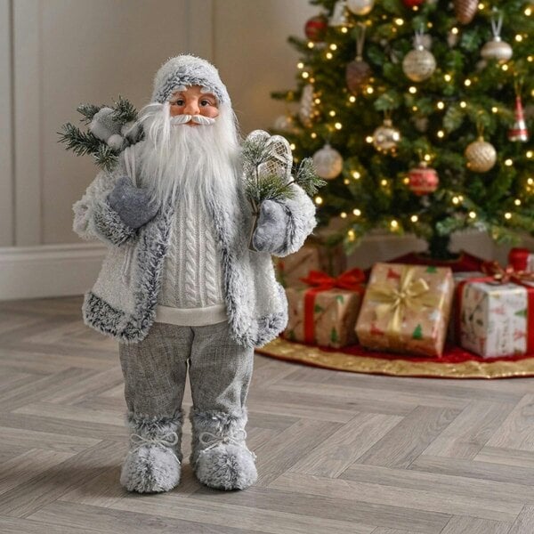 Garden Greatness Winter White Santa Standing Christmas Figure