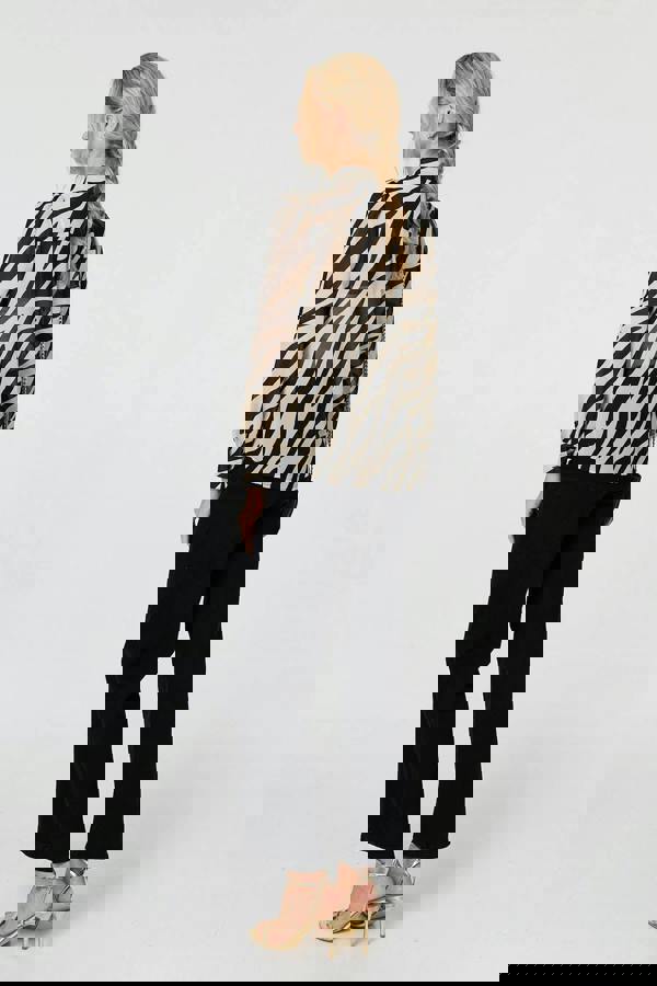 Black | Zebra Print Long Sleeve Semi Sheer Shirt