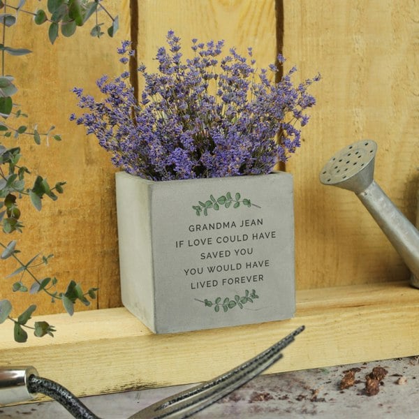 Personalised Memento Company Personalised Botanical Concrete Plant Pot
