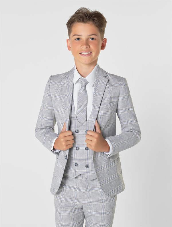 Boys grey check suit