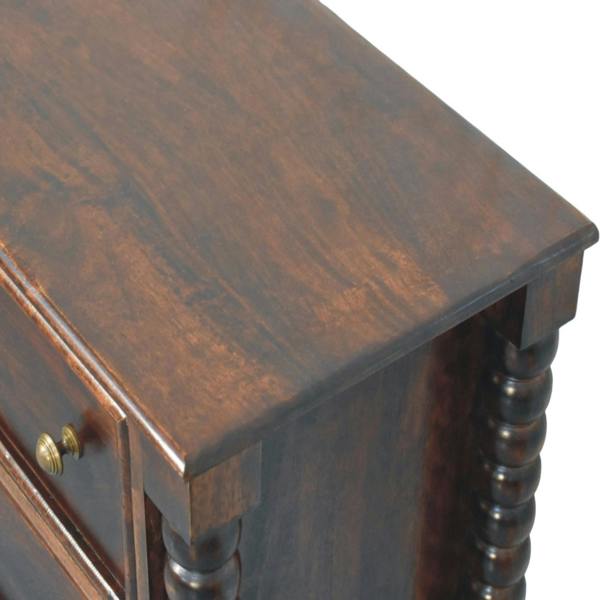 Artisan Furniture Solid Wood Spindle Winewood Chest, Brown,3 Drawers