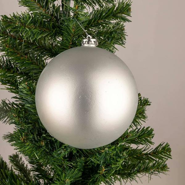 Shatchi 15cm Christmas Baubles Shatterproof Silver Tree Decorations, Pack of 3 with Mixed Finish