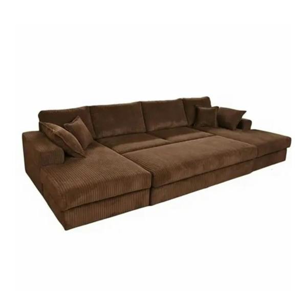 Snug Furniture Large Spacious Double Corner Sofa With Footstool Jumbo Cord
