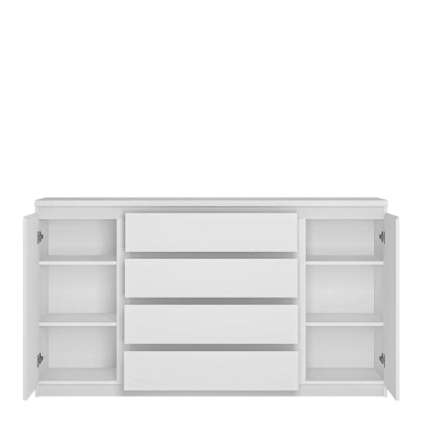 Wyld Haus Hemingway White Wooden 2 Door 4 Drawer Wide Sideboard