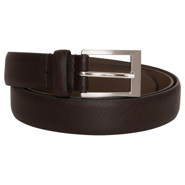 Image displays a faux leather belt which is brown in colour.