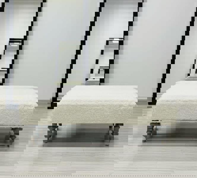 Premium Luxury Footstool with Cozy fur| off white Creamy Footstool Bench - ISTOOLS