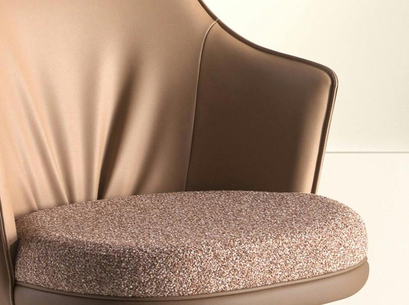 Angel Cerdá Swivel Stool in Mottled Brown Fabric and Brown Leatherette 4226