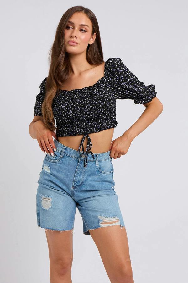 Urban Bliss Noelle Sheered Ruched Top
