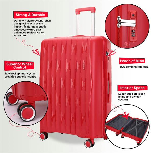 Infinity Luggage Robust Hard Shell Cabin Suitcase 37.5 x 20.5 x 55 cm TSA Luggage Suitable for Easyjet, Ryanair, Wizzair