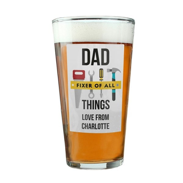 Personalised Memento Company Personalised Fixer Of All Things Printed Beer Glass