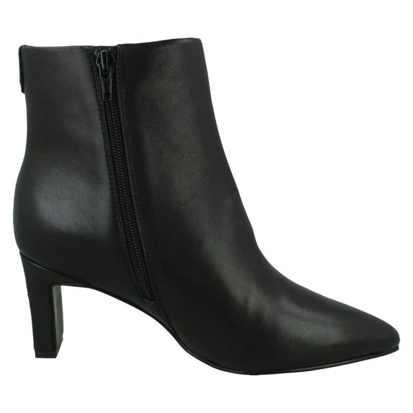 Spot On Ladies Spot On High Heel Leather Ankle Boots with Pointed Toe Inside Zip F51213
