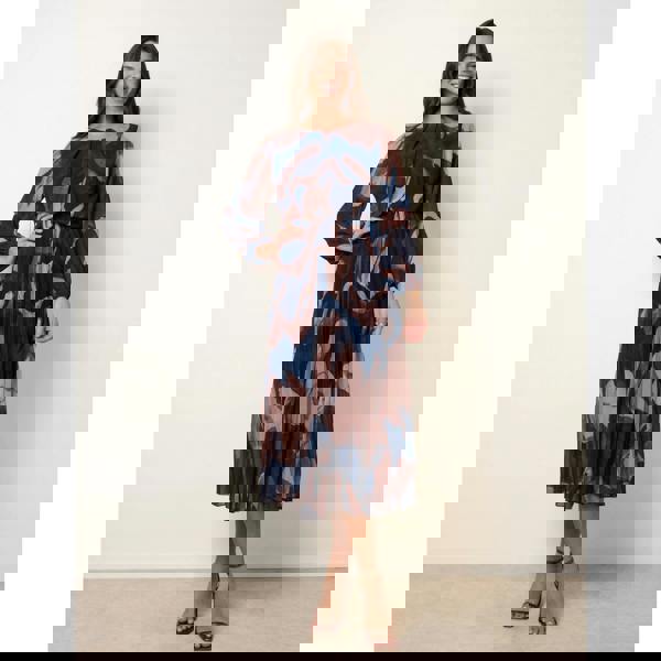 Blue Vanilla Marble Pleated Dress