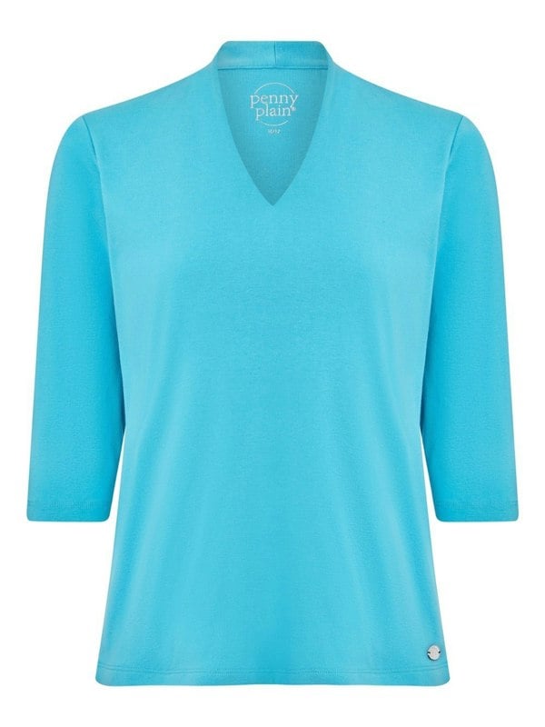 PennyPlain High Back V-neck Top - Lagoon