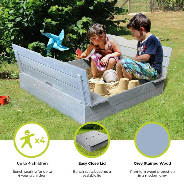 Soulet Sandpit with Folding Benches 120 x 120cm
