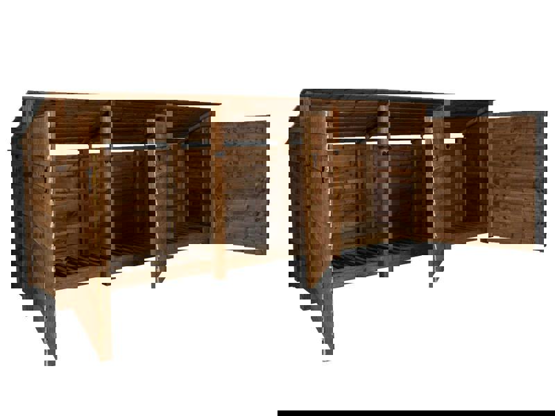 Arbor Garden Solutions Wooden Log Store (Roof Sloping Back) with Doors W-335cm, H-126cm or 180cm, D-88cm - Brown Finish