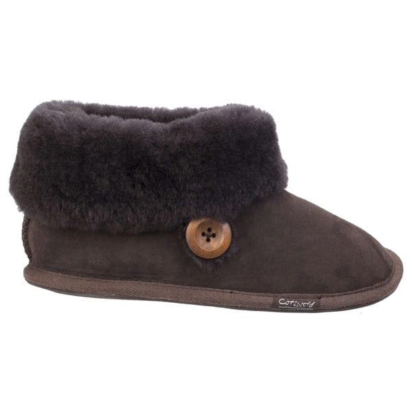 Cotswold Wotton Leather Women's Chocolate Slippers