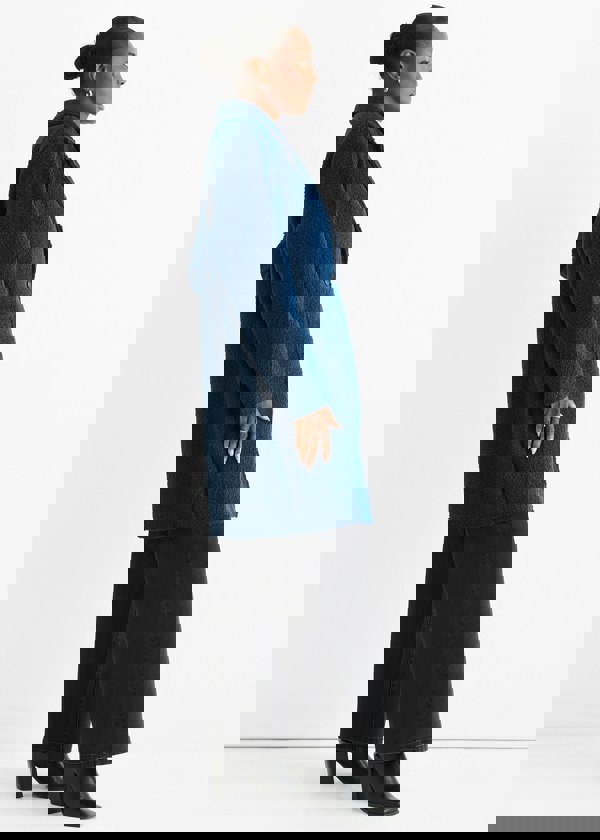 Gini London Navy Shearling Mid Length Double Breasted Jacket