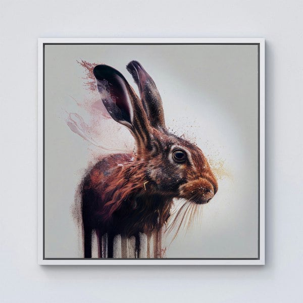 Warren Reed Hare Face Splash Art Framed Canvas