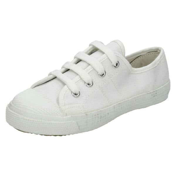 Spot On Mens Spot On Canvas Lace To Toe White Pumps