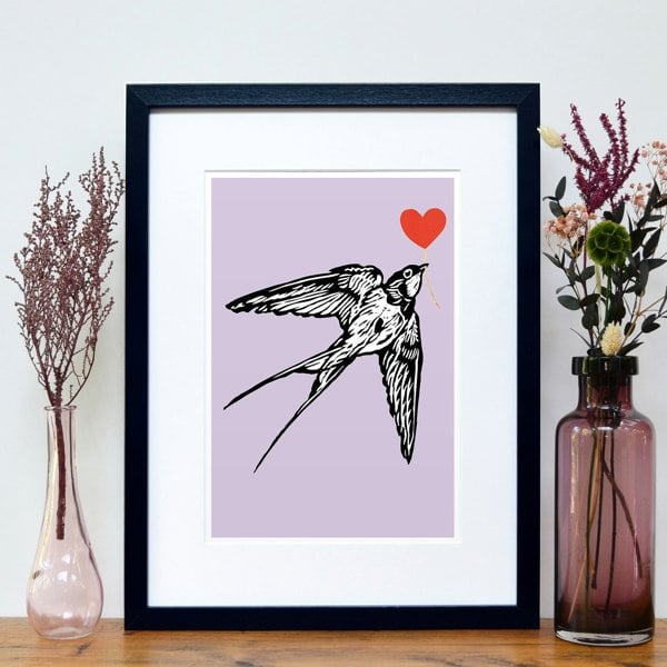 Hands & Hearts Swallow feathered friends print