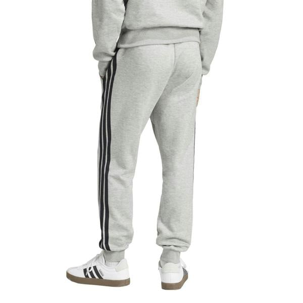 Adidas Mens Essentials Stripe Tapered Joggers - Medium Grey/White - 