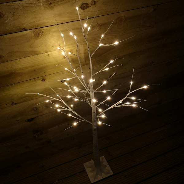 Samuel Alexander 1.2m (4ft) Indoor Outdoor Christmas Lit Birch Tree with 48 Warm White LEDs