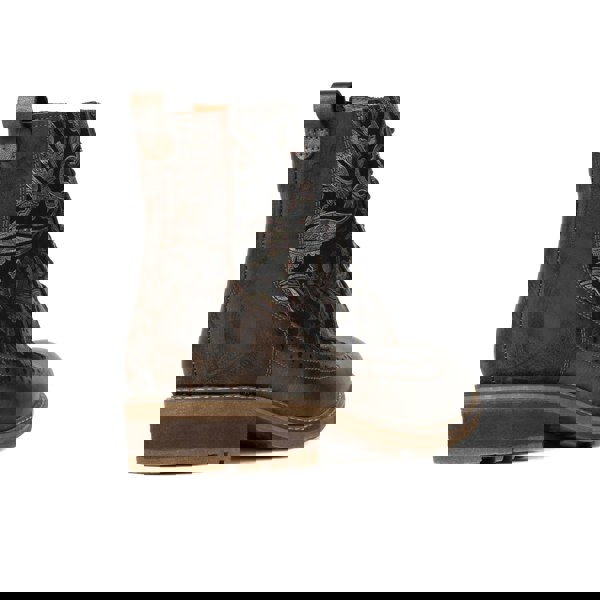 Embassy London Milliner - Bronze & Floral - Women's leather round toe rubber sole ankle boot in black