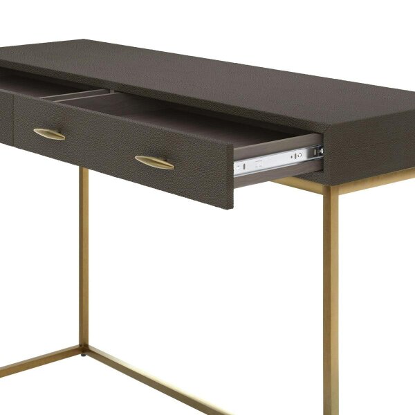 Wyld Haus Mandalo Brown Shagreen and Brass 2 Drawer Console Table