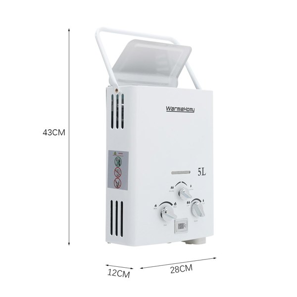 Living and Home 5L 10KW Outdoor Instant Gas Water Heater with Shower Head
