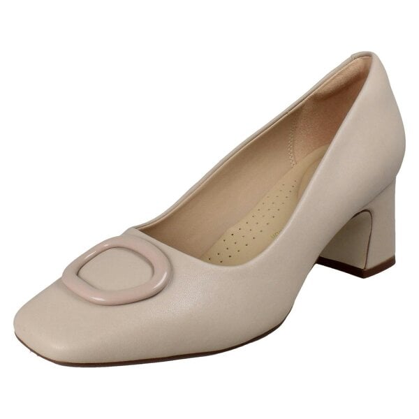 Clarks Ladies Clarks Block Heel Court Shoes Fernie Lane - Sand - D