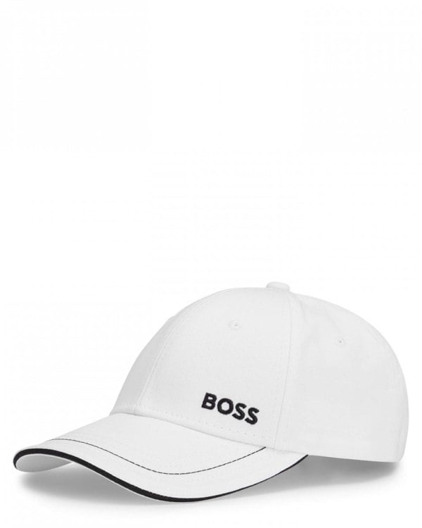 BOSS Green Cap-1 Mens Cotton-Twill Cap With Logo Detail NOS - White 100 - CHO - Designer Mens Hats