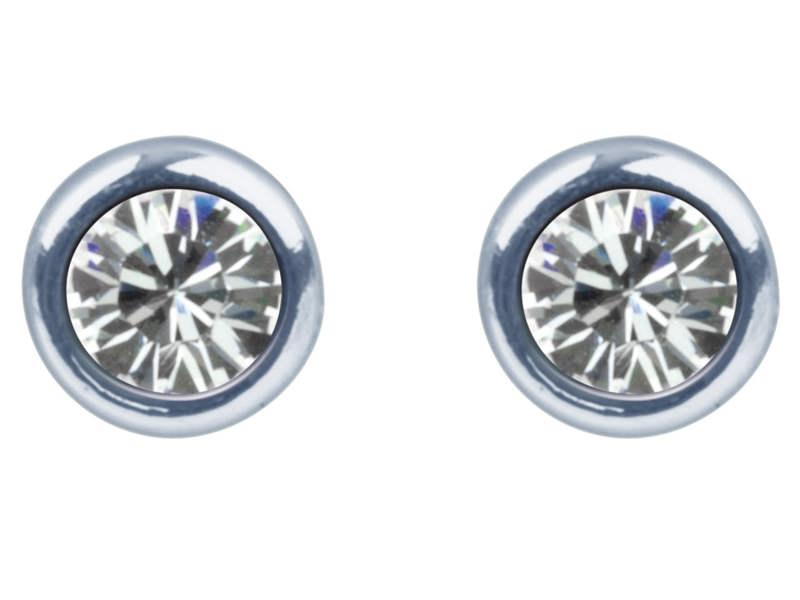 Cooksongold 925 Sterling Silver Crystal Birthstone Stud Earrings, 4mm Round