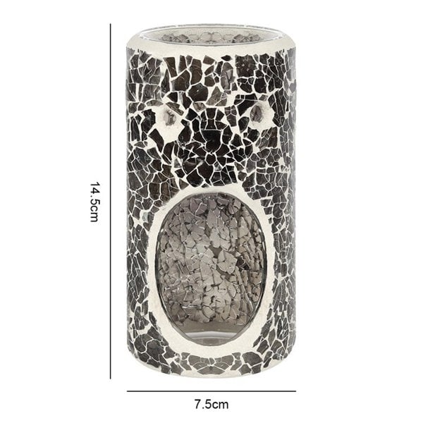Serano Pillar Gunmetal Grey Crackle Oil Burner and Wax Warmer