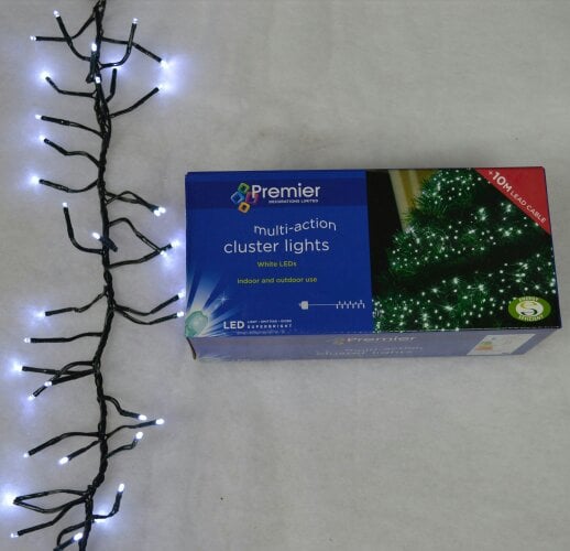 Samuel Alexander 960 LED 12.4m Premier Clusterbrights Indoor Outdoor Multifunction Mains Operated Christmas Cluster Lights with Timer in Cool White
