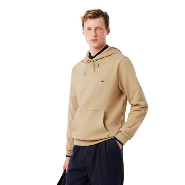 Lacoste Mens Basic Pullover Hoodie - Beige - 