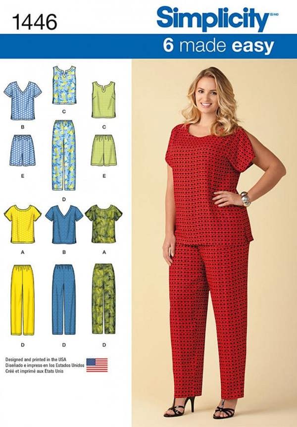 Simplicity Sewing Pattern 1446, Trousers, Shorts, Tops for Women, 18W-20W-22W-24W - Easy