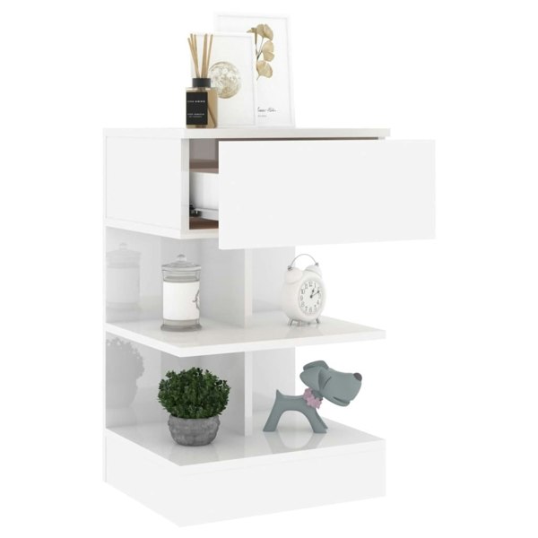 Berkfield Bedside Cabinet High Gloss White 40x35x65 cm Engineered Wood