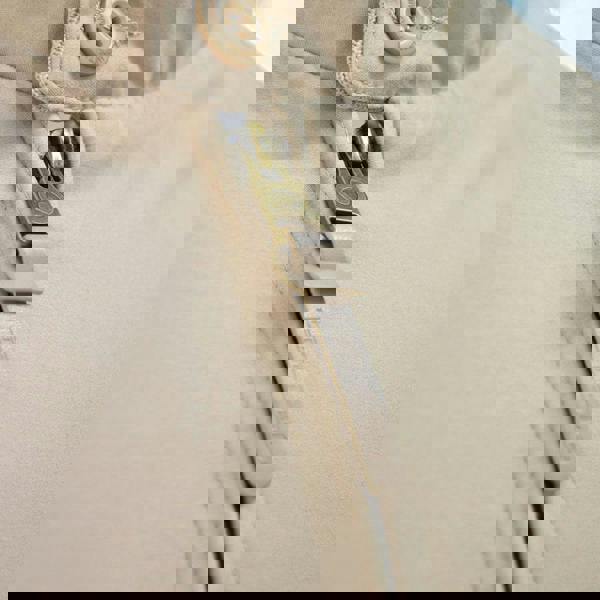 Lambretta Mens ShowerProof Classic Harrington MOD Scooter Jacket Coat, close-up of beige jacket's zipper and button detail.