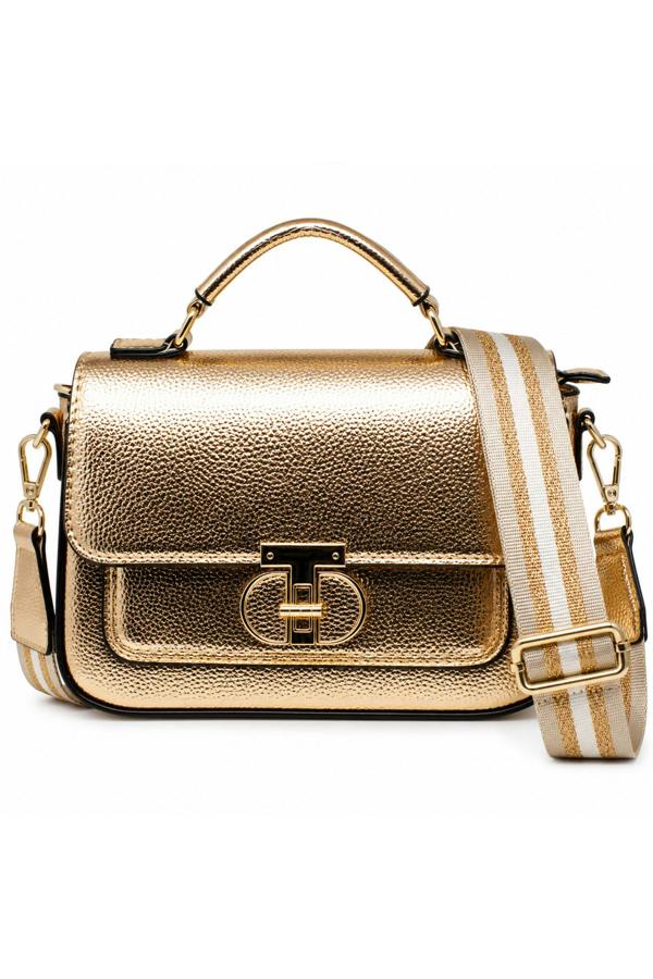 Kitise Metallic Crossbody Bag with Adjustable Wide Strap Turn Lock