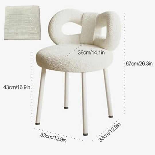 Havendro Butterfly Back Vanity Chair Makeup Computer Chair Lamb Fleece Fabric