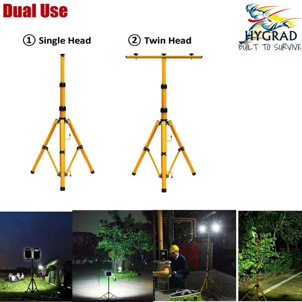 HYGRAD BUILT TO SURVIVE HYGRAD® LED Flood Light Tripod Stand Portable Work Site Floodlight Telescopic Tripod UK