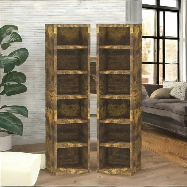 Rafaelo Mobilia 6 Tier Shelves Storage Unit Set Rustic Brown