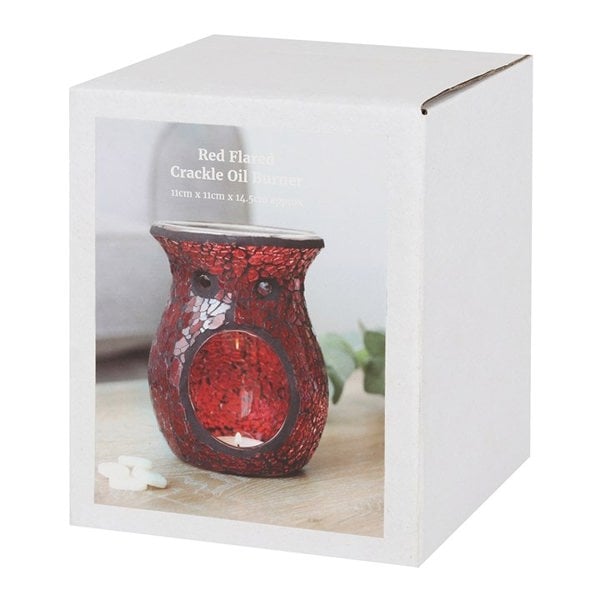 Serano Large Red Crackle Glass Oil Burner and Wax Warmer