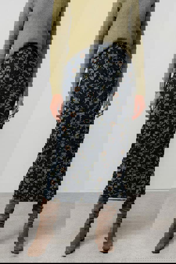 Melissa Printed Knit Midi Skirt Navy | Lily and Me Clothing