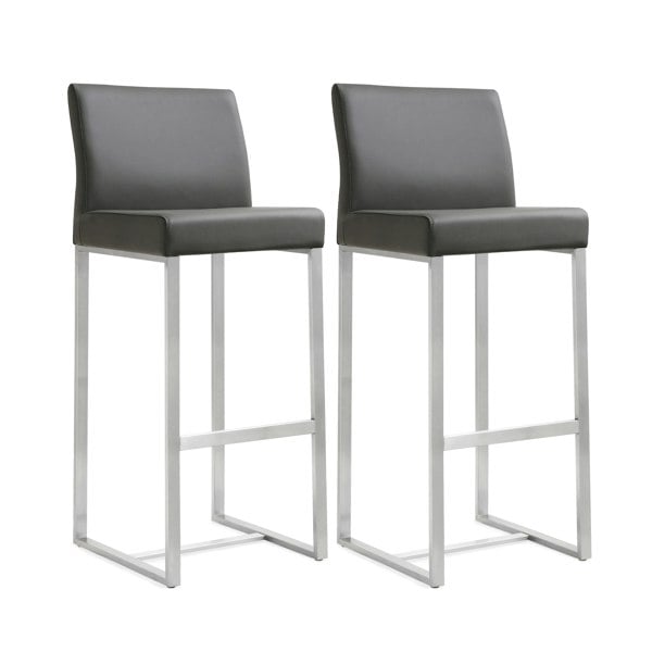 Furniture Edit Denmark Grey Stainless Steel Barstool Set of 2