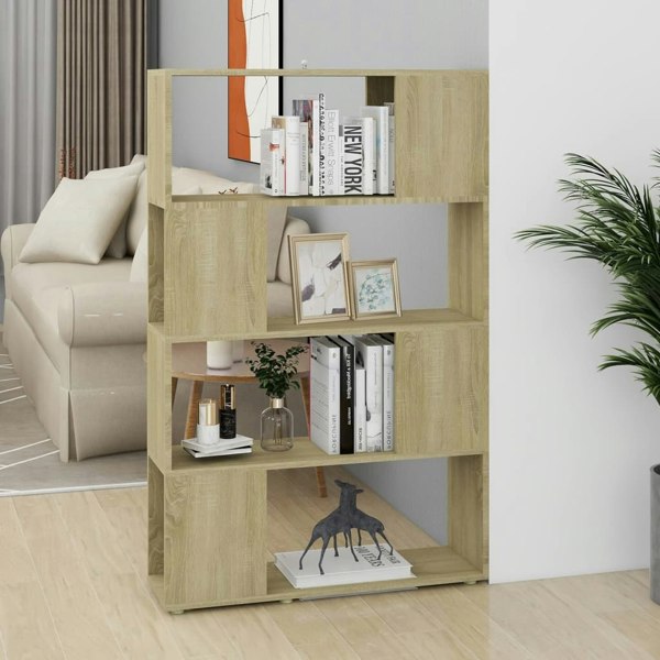 Berkfield Book Cabinet Room Divider Sonoma Oak 80x24x124.5 cm Engineered Wood